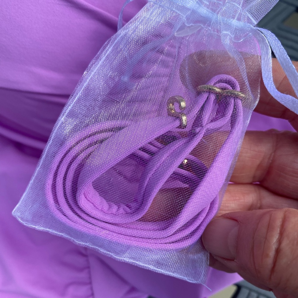 NWT Ann Cole - Lavender tankini with adjustable halter strap & ruching. size: L - Picture 6 of 12